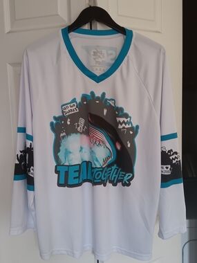 San Jose Sharks Teal Together White & Teal Hockey Jersey Size M